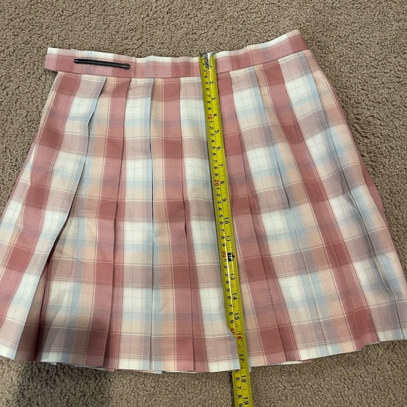 FRUIT SUGAR (Junior) Pleated Checkered Plaid Pink Mini Skirt - Picture 6 of 7